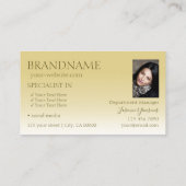 金ゴールドエレガントシック鏡フォントと写真スタイリッシュ 名刺 (裏面)