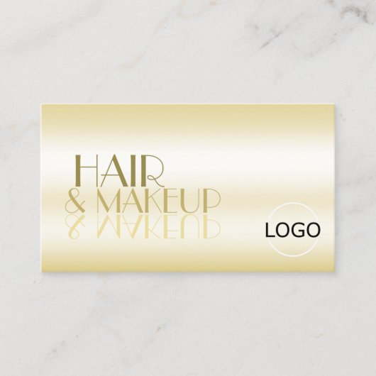 金ゴールドエレガントシック鏡レターロゴ付きラグジュアリー 名刺 (正面)