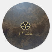 金ゴールドエレガントシャムロック、クローバーレザールック ラウンドシール (正面)