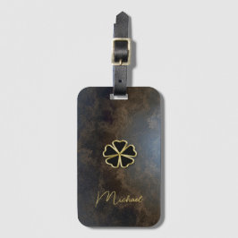 金ゴールドエレガントシャムロック、クローバーレザールック ラゲッジタグ