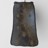 金ゴールドエレガントシャムロック、クローバー、レザールック ゴルフヘッドカバー (回転90)