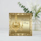 金ゴールドエレガントシャンデリアバースデーパーティ招待状 招待状 (スタンド正面)