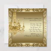 金ゴールドエレガントシャンデリアバースデーパーティ招待状 招待状 (裏面)