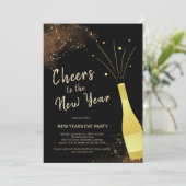 金ゴールドエレガントシャンパンニューイヤーパーティー 招待状 (スタンド正面)
