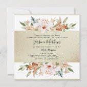 金ゴールドエレガントシャンパンフローラキンセアニラ 招待状 (正面)