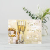 金ゴールドエレガントシャンパンホリデーパーティー 招待状 (スタンド正面)