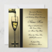 金ゴールドエレガントシャンパン50thバースデーパーティー 招待状 (裏面)