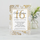 金ゴールドエレガントシルバーとグレーフローラスウィート16 招待状 (スタンド正面)