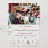 金ゴールドエレガントシルバークリスマスツリー家族の写真 シーズンカード (正面/裏面)