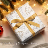 金ゴールドエレガントシルバークリスマスツリー ラッピングペーパー