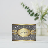 金ゴールドエレガントシルバーグリッタースターズダイヤモンドイニシャル 名刺 (スタンド正面)