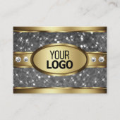 金ゴールドエレガントシルバーグリッタースターズダイヤモンドロゴ 名刺 (正面)