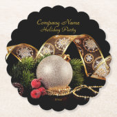 金ゴールドエレガントシルバーブラック企業のホリデイ ペーパーコースター (正面)