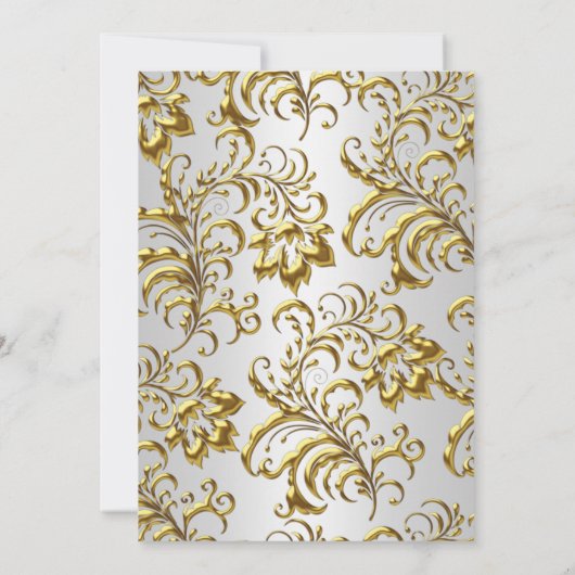 金ゴールドエレガントシルバーホワイトシルクシャンパン誕生日 招待状 (裏面)