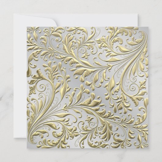 金ゴールドエレガントシルバーホワイトパールバースデーパーティー 招待状 (裏面)