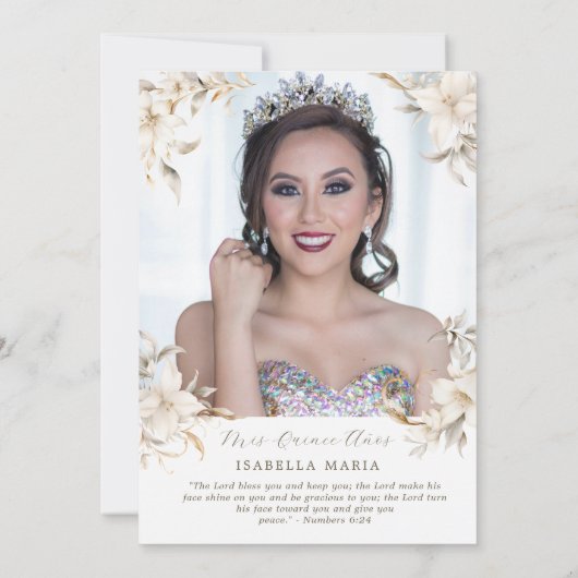 金ゴールドエレガントシルバーホワイト花模様キンセアニラ 招待状 (裏面)