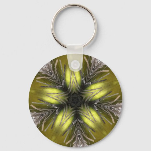 金ゴールドエレガントシルバー万華鏡のように千変万化するパターンクリスマススター キーホルダー (正面)