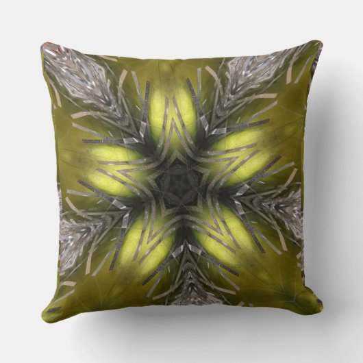 金ゴールドエレガントシルバー万華鏡のように千変万化するパターンクリスマススター クッション (裏面)