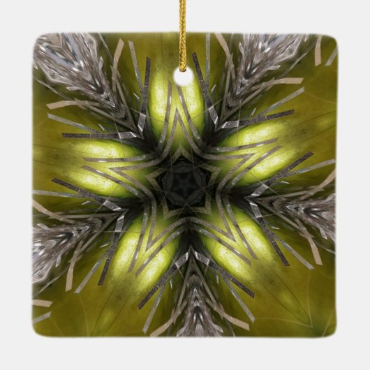 金ゴールドエレガントシルバー万華鏡のように千変万化するパターンクリスマススター セラミックオーナメント (裏面)