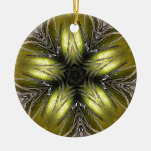 金ゴールドエレガントシルバー万華鏡のように千変万化するパターンクリスマススター セラミックオーナメント (正面)