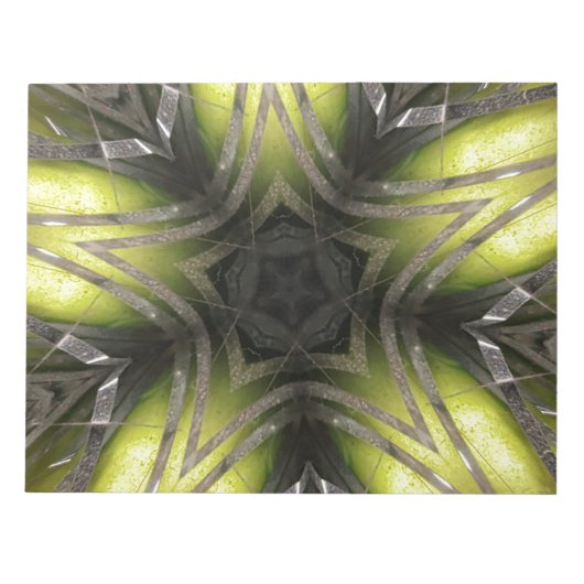 金ゴールドエレガントシルバー万華鏡のように千変万化するパターンクリスマススター ノートパッド (正面)