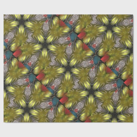 金ゴールドエレガントシルバー万華鏡のように千変万化するパターンクリスマススター ラッピングペーパー (フラット)