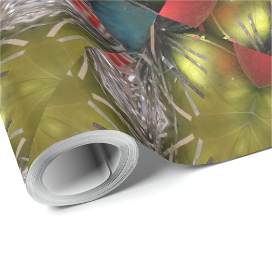 金ゴールドエレガントシルバー万華鏡のように千変万化するパターンクリスマススター ラッピングペーパー (ロールコーナー)