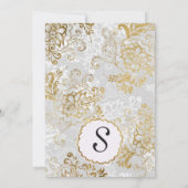 金ゴールドエレガントシルバー&グレーフローラブライダルシャワー 招待状 (裏面)