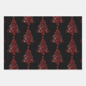 金ゴールドエレガントシルバー&レッドクリスマスツリーのモチーフ ラッピングペーパーシート (正面3)