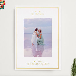 金ゴールドエレガントシンプルフレーム写真クリスマス 箔シーズンカード