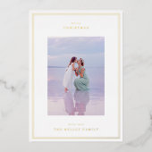 金ゴールドエレガントシンプルフレーム写真クリスマス 箔シーズンカード (正面)