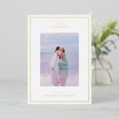 金ゴールドエレガントシンプルフレーム写真クリスマス 箔シーズンカード (立ち正面)