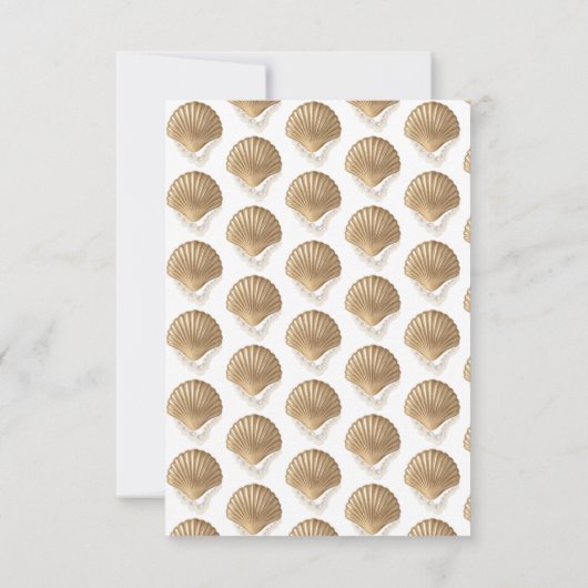 金ゴールドエレガントシーシェルパールブライダルシャワー結婚ズ サンキューカード (裏面)