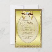 金ゴールドエレガントジュエリドボウ&グリッター誕生日 招待状 (正面)