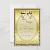 金ゴールドエレガントジュエリドボウ&紙吹雪誕生日 招待状 (正面)