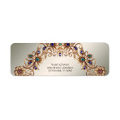 金ゴールドエレガントジュエルフラワーズ差出人住所ラベル ラベル (正面)