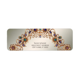 金ゴールドエレガントジュエルフラワーズ差出人住所ラベル ラベル