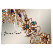 金ゴールドエレガントジュエルフラワーズ抱き枕 ラージペーパーバッグ (正面)