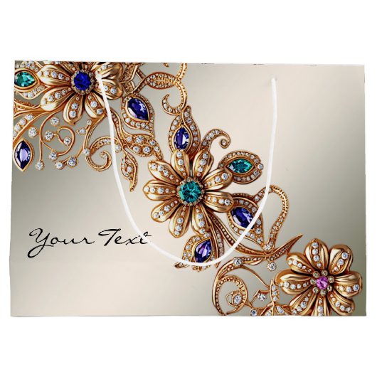 金ゴールドエレガントジュエルフラワーズ抱き枕 ラージペーパーバッグ (裏面)