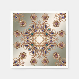 金ゴールドエレガントジュエルフラワーナプキンス スタンダードカクテルナプキン