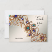 金ゴールドエレガントジュエル花サンキューカード サンキューカード (正面)