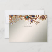 金ゴールドエレガントジュエル花サンキューカード サンキューカード (裏面)