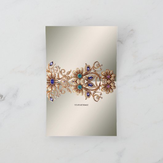 金ゴールドエレガントジュエル花サンキューカード サンキューカード (内部)