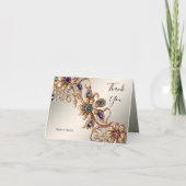 金ゴールドエレガントジュエル花サンキューカード サンキューカード (正面)