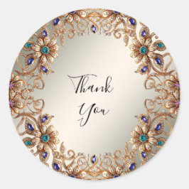 金ゴールドエレガントジュエル花シール ラウンドシール