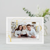 金ゴールドエレガントジョイファミリーフォトクリスマスホリデー 箔シーズンカード (立ち正面)