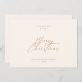 金ゴールドエレガントスクリプトのミニマルなメリークリスマス シーズンカード (正面/裏面)