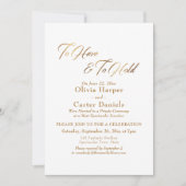 金ゴールドエレガントスクリプトの保持披露宴 招待状 (正面)