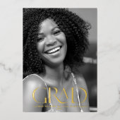 金ゴールドエレガントスクリプトの大学院フォイル発表 箔招待状 (正面)