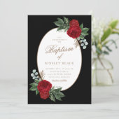 金ゴールドエレガントスクリプトアカ牡丹バプテスマ 招待状 (スタンド正面)